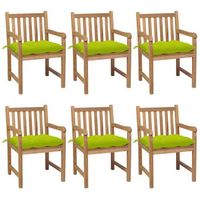 sillas de jardan 6 uds madera maciza teca cojines verde brillo vidaxl