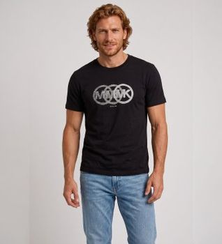 Michael Kors para hombre. CT6531IFV4 Camiseta Split Victory Logo negro (L), Casual, Algodón, Manga corta