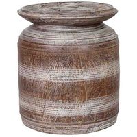 jarron de madera marron pintado a mano 26x26x31 cm