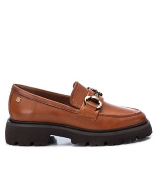 Carmela para mujer. 16187203-CAMEL Mocasines de piel 161872 marrón (39), Plano, Ninguno, Casual