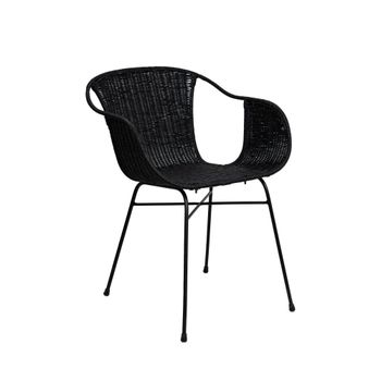 Silla de ratan negro y patas metálicas negro