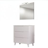 kibath mueble de bano con lavabo espejo y aplique led victoria 100x45 cm acabado blanco mate 3 cajones con patas
