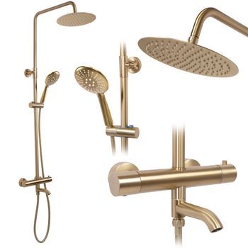 Conjunto De Ducha Rea Con Termostato Lungo Gold Brush