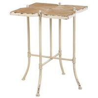 mesa auxiliar de madera y metal blanca 48x48x665