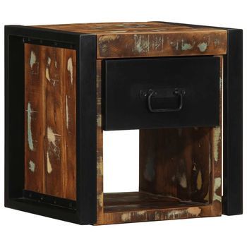 Juego De Mesitas De Noche Mesillas - Multicolor 40x35x40 Cm Madera Maciza Reciclada Mc7232