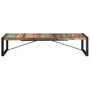 Mesa De Centro 180x90x40 Cm Madera Maciza Reciclada Con Acabado Natural Y Acero Con Recubrimiento En Polvo Negro - Marrón