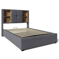 cama individual acolchada para adultos 0x200 cm posible error de entrada con espacio de almacenamiento y cargador usb-c gris sin colchon