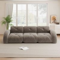 sofa modular de 3 plazas sin estructura tela de chenilla color topo diseno antideslizante