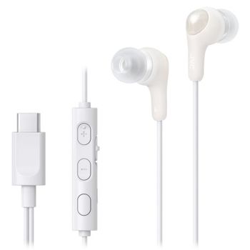 Auriculares JVC con cable USB-C, micrófono y control en línea, blancos