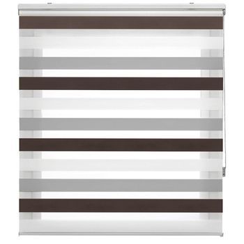 Estoralis - Estor Enrollable Noche Y Dia | Doble Tejido | Tricolor 145 X 180 Cm (ancho/alto)  Tela 142 X 175 Cm | Loras Marron/gris