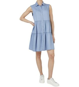 Pepe Jeans para mujer. PL953719PG9 Vestido Arya azul (XL), Casual, Manga corta, Lyocell, Sostenible