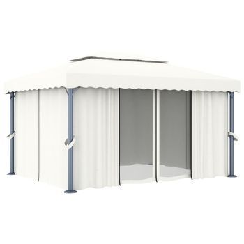 4 X 3 M  Poste De Aluminio Y Tubo De Soporte De Acero - Crema