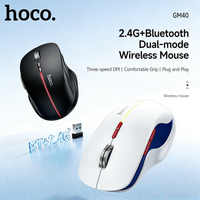raton inalambrico hoco recargable 24g bluetooth modo dual 1600dpi 7 botones con funcion de volteo de pagina raton rgb para pc portatil