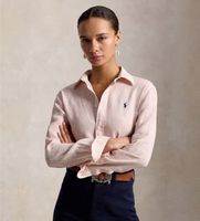 polo ralph lauren para mujer 211a96158009 camisa de lino classic fit con rayas rosa xxs casual manga larga