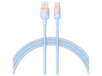 Cable USB - Baseus Discolor, USB-C, 100 cm, 100W, Alta durabilidad, Carga súper rápida, Azul