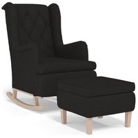 sillon con patas mecedoras y taburete de tela negro vidaxl