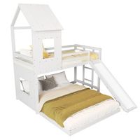 litera infantil con tobogan cama tipo casita 90x200140x200 cm blanca