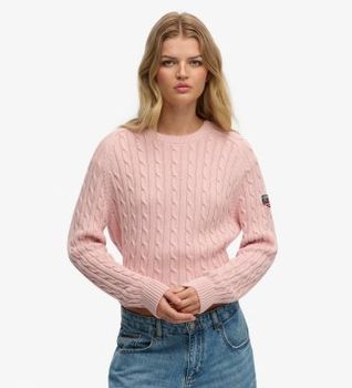 Superdry para mujer. W6110610A Jersey de Ochos Holgado rosa (XS), Casual, Algodón, Manga larga