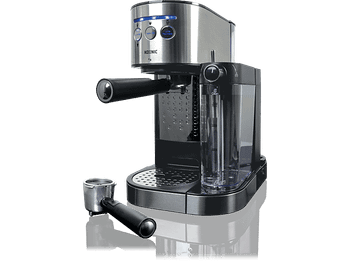 Cafetera express - KOENIC KEM 2024 M, 20 bar, 1470 W, Función 2 Tazas, Depósito de leche 700ml, Inox