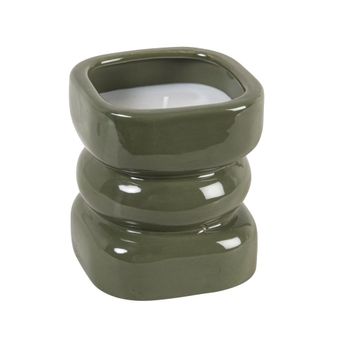 Vela perfumada Té negro con mora en tarro de cerámica verde 8x9 cm