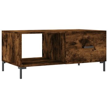 Mesa De Centro 50x90x40 Cm Madera Trabajada Y Hierro - Marrón