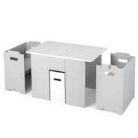 costway juego de mesa y sillas infantil 4 en 1 mesa de actividades con 2 sillas apilables tapa desmontable set de 3 piezas para ninos 3 anos gris