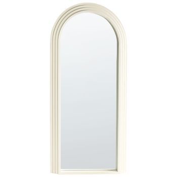 Espejo De Pared 170 X 80 Cm Forma De Arco Marco De Madera Blanco Crema Dijon
