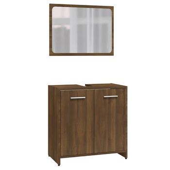 Set De Muebles De Baño | Armario De Baño Madera Contrachapada Marrón Roble