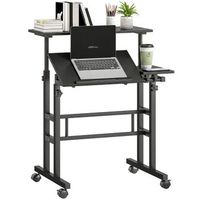 escritorio ajustable en altura de mdf y metal homcom 70 x 60 x 705-120 cm r negro