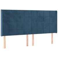 cabecero cama mueble de dormitorio con led de terciopelo oscuro 163 x 16 x 118128 cm azul m020001303