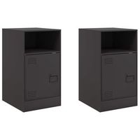 pack 2 uds mesitas de noche  mesilla de noche acero negro 345x39x62 cm