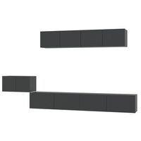 set de 5 uds muebles tv  mueble de salon  armario tv madera contrachapada negro
