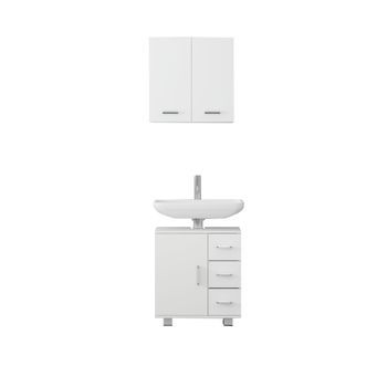 Conjunto Muebles De Baño 2 Piezas, Blanco, Madera Ml-design