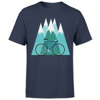 bike and mountains mens christmas t-shirt - navy - xl