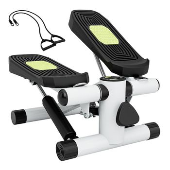 Costway 2 en 1 Mini Stepper Fitness Casa con Bandas de Resistencia Altura Ajustable Pedale Antideslizante con Pantalla 40 x 31 x 21,5 cm Blanco