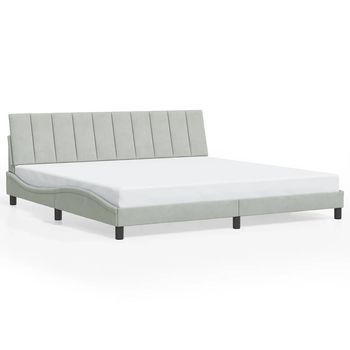 Cama Matrimonial | Cama Para Adultos | Estructura De Cama Sin Colchón Terciopelo Gris Claro 200x200 Cm