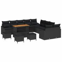conjunto de sofas de jardin con cojin 13 pcs negro poliratan vidaxl