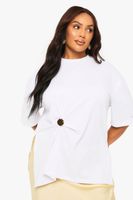 plus cotton gold trim detail oversized t-shirt blanco