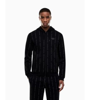 EA7 para hombre. 7M001392_AF12660 Sudadera con capucha y cremallera Graphic Series negro (XS), Casual, Deportivo, Algodón, Manga larga