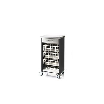Carrito De Cocina Moher Con Encimera Inox, 3 Cestas, Cajón Y Botellero,,negro