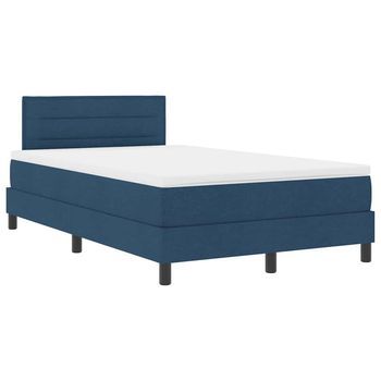Cama Tipo Box Spring Con Cojín Azul 120 X 200 Cm Tela Vidaxl