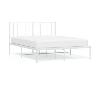 Estructura de cama con cabecero metal blanca 160x200 cm con cabecero