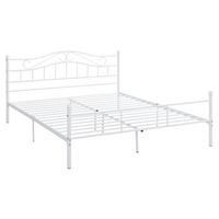 cama doble con estructura de acero revestido de blanco y base de metal 160 x 200 cm 030002666