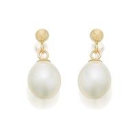 9ct Gold Freshwater Cultured Pearl Drop Earrings - 15mm drop - G1423