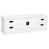 mueble bajo de madera blanco con 2 puertas y 4 cajones 154x45x515h cm