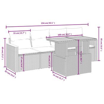 Conjunto De Sillas De Terraza De Jardín (incluye Cojines, Conjunto De 5 Piezas)