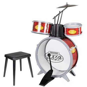 Bontempi - Batería De Juguete Con Taburete Toy Band, 1 Bombo, 4 Tambores, 1 Platillo Y 2 Baquetas Para Niños +3