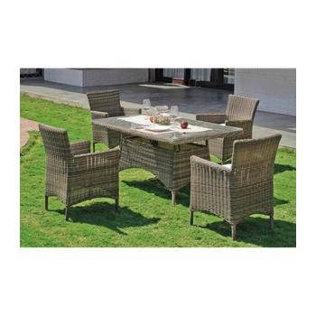 Conjunto De Mesa Y 4 Sillones Con Cojines Para Exterior