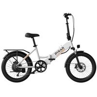 bicicleta electrica pixar rusher 250w 48v 128ah 20x3 blanca freno de disco