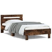 cama con cabecero madera de ingenieria roble ahumado 100x200 cm vidaxl